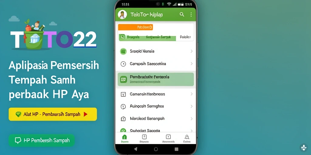 Antarmuka utama aplikasi TOTO22 dengan fitur pembersih sampah yang mudah digunakan.