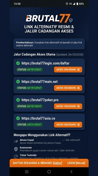 Tampilan link alternatif brutal77