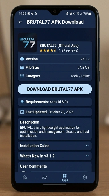 Tampilan halaman APK brutal77
